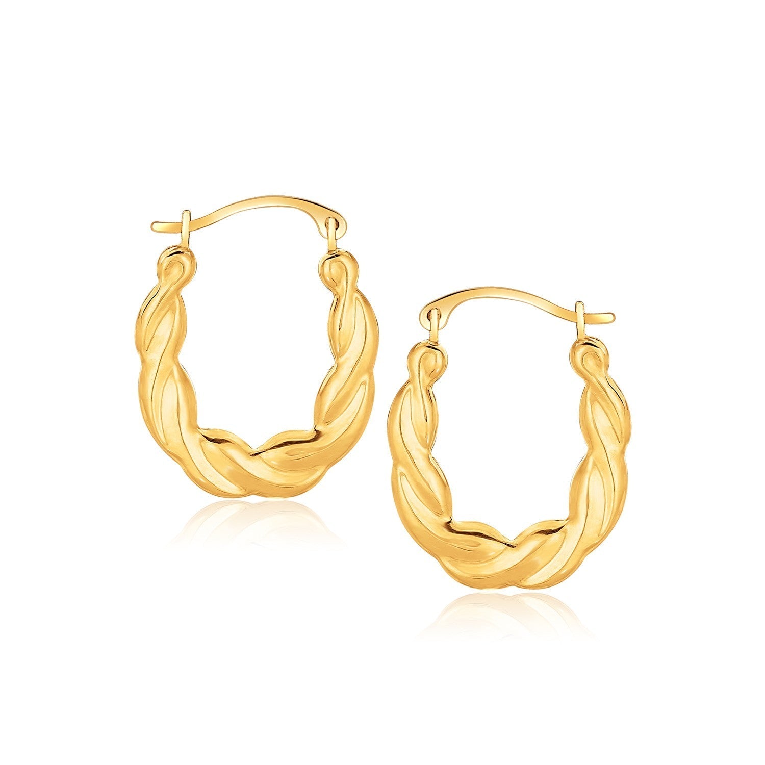 10k Yellow Gold Oval Twist Hoop Earrings Bids.com