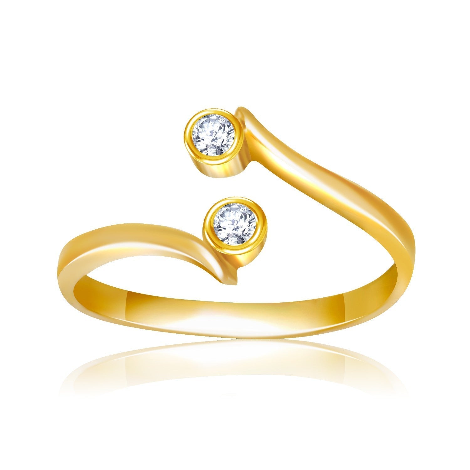 14k Yellow Gold Cubic Zirconia Accented Curve Ended Toe Ring Bids.com