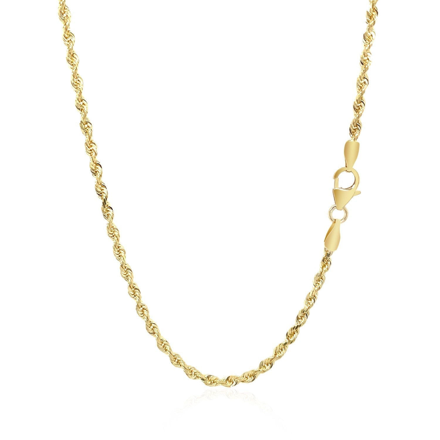 2.5mm 14k Yellow Gold Solid Diamond Cut Rope Chain Bids.com