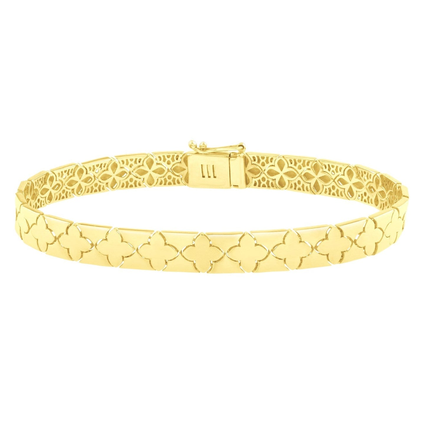 14k Yellow Gold 7 inch Clover Bracelet (6.50 mm) Bids.com