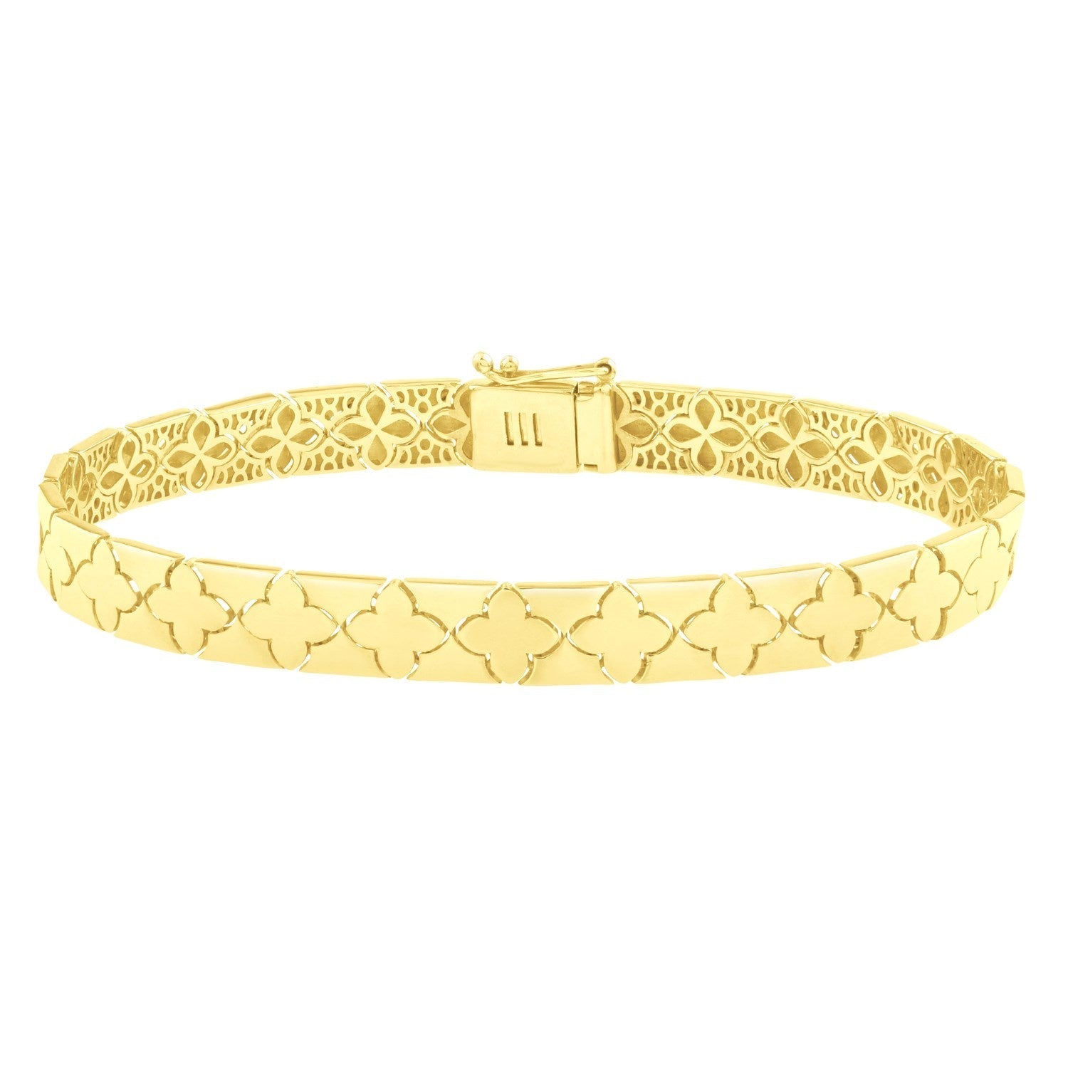 14k Yellow Gold 7 inch Clover Bracelet (6.50 mm) Bids.com