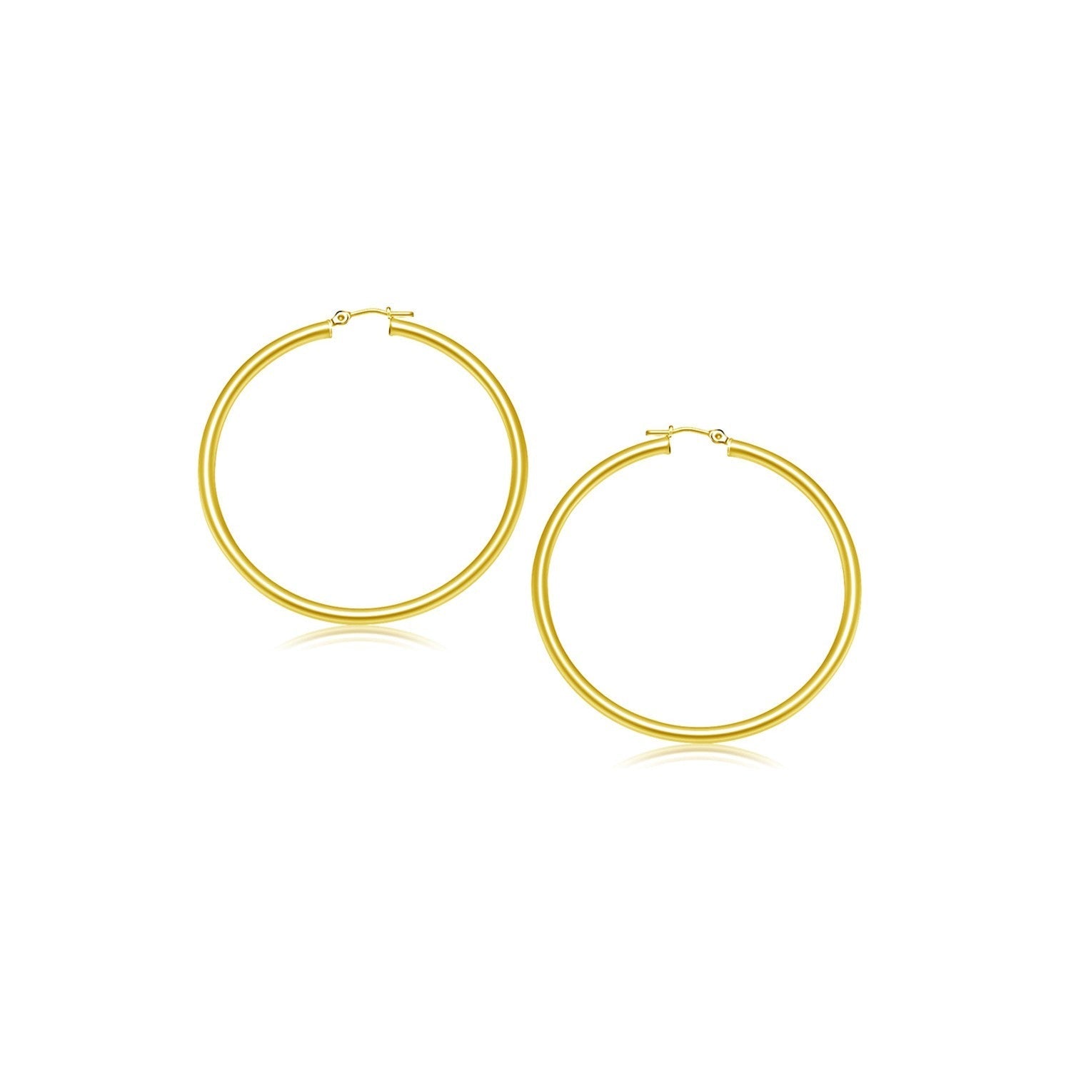 14k Yellow Gold Polished Hoop Earrings (2- mm) Bids.com