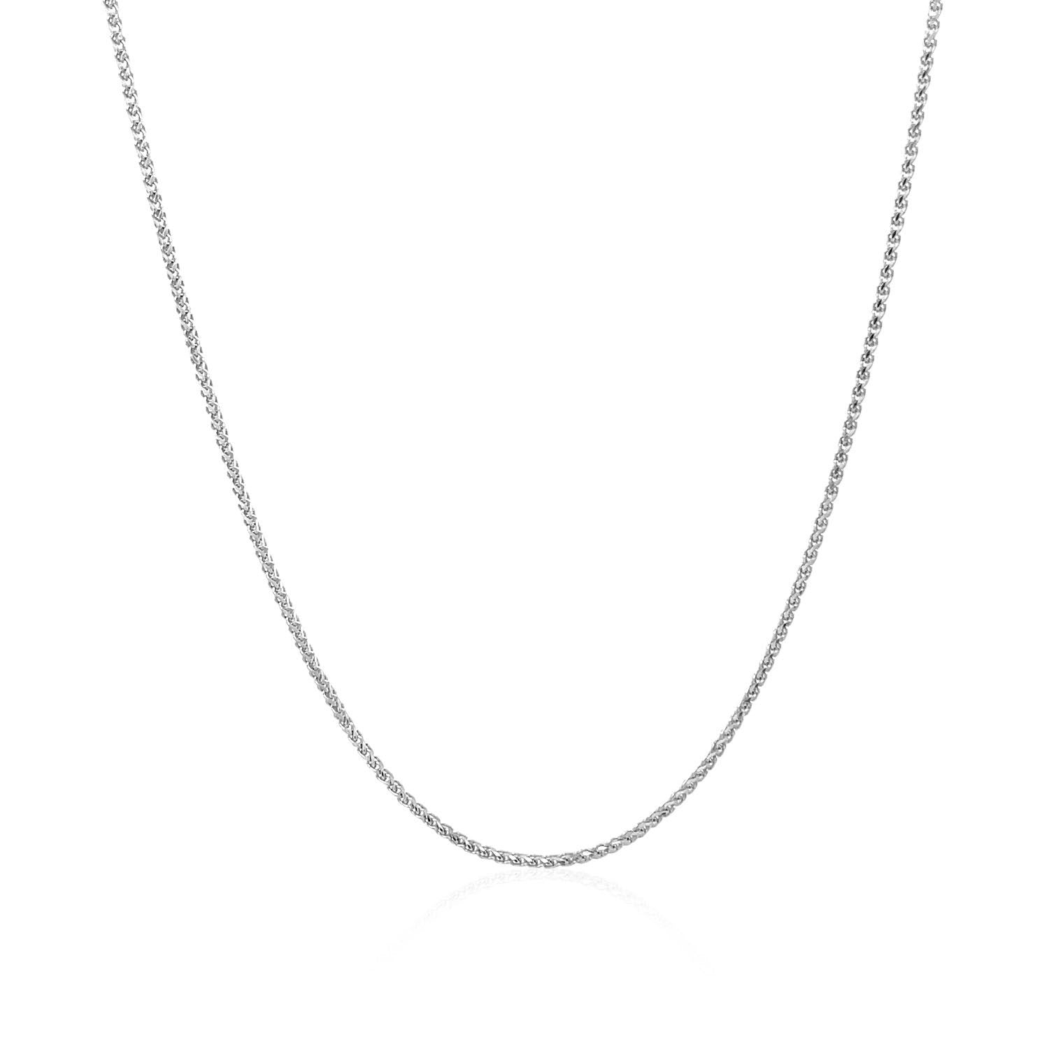 14k White Gold Diamond Cut Round Wheat Chain 1.0mm Bids.com