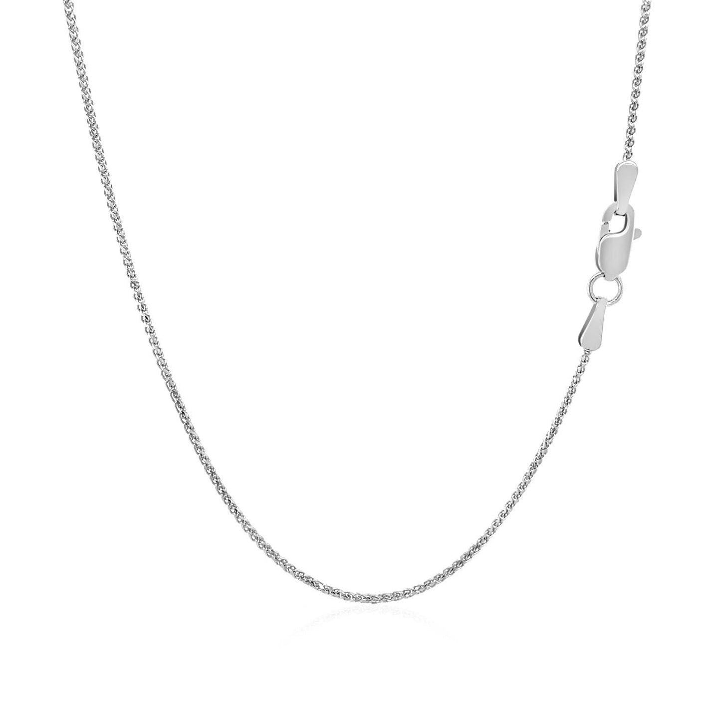 14k White Gold Diamond Cut Round Wheat Chain 1.0mm Bids.com