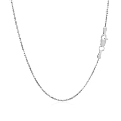 14k White Gold Diamond Cut Round Wheat Chain 1.0mm Bids.com