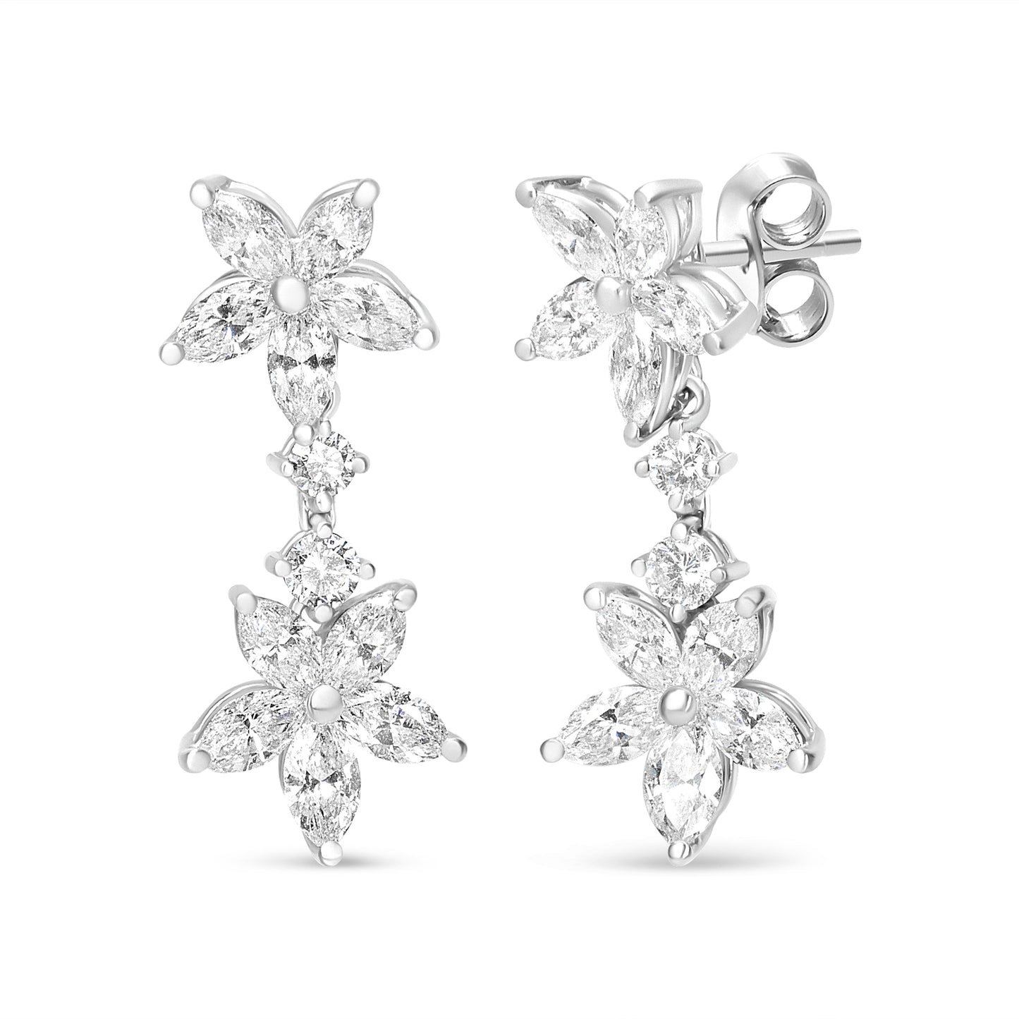 18k White Gold 6.0 Cttw Marquise Diamond Floral Dangle Drop Earrings (E-F Color, VS1-VS2 Clarity) Bids.com