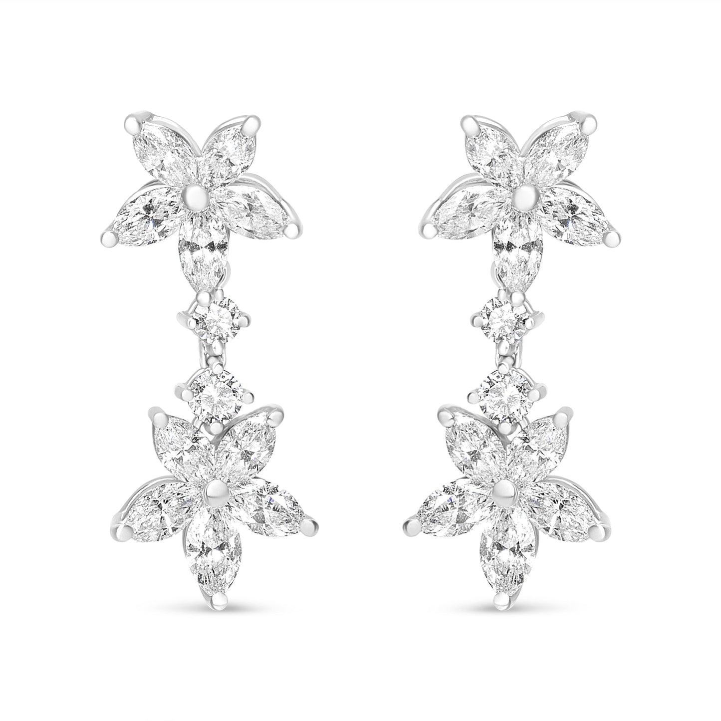 18k White Gold 6.0 Cttw Marquise Diamond Floral Dangle Drop Earrings (E-F Color, VS1-VS2 Clarity) Bids.com