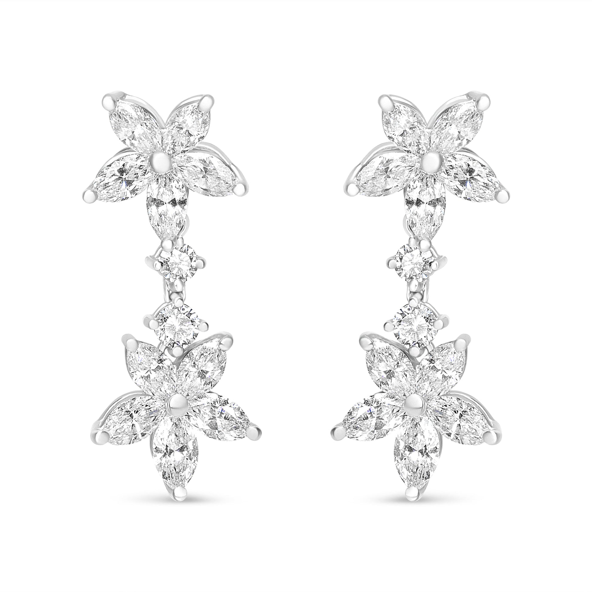 18k White Gold 6.0 Cttw Marquise Diamond Floral Dangle Drop Earrings (E-F Color, VS1-VS2 Clarity) Bids.com