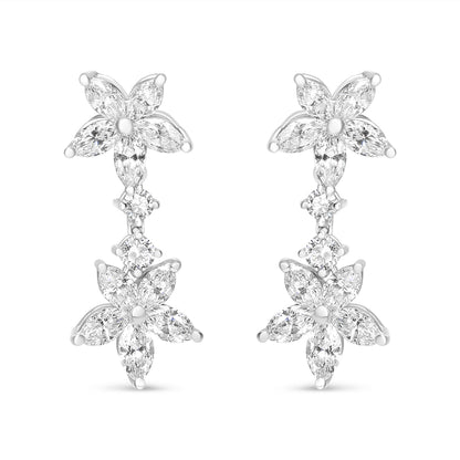18k White Gold 6.0 Cttw Marquise Diamond Floral Dangle Drop Earrings (E-F Color, VS1-VS2 Clarity) Bids.com