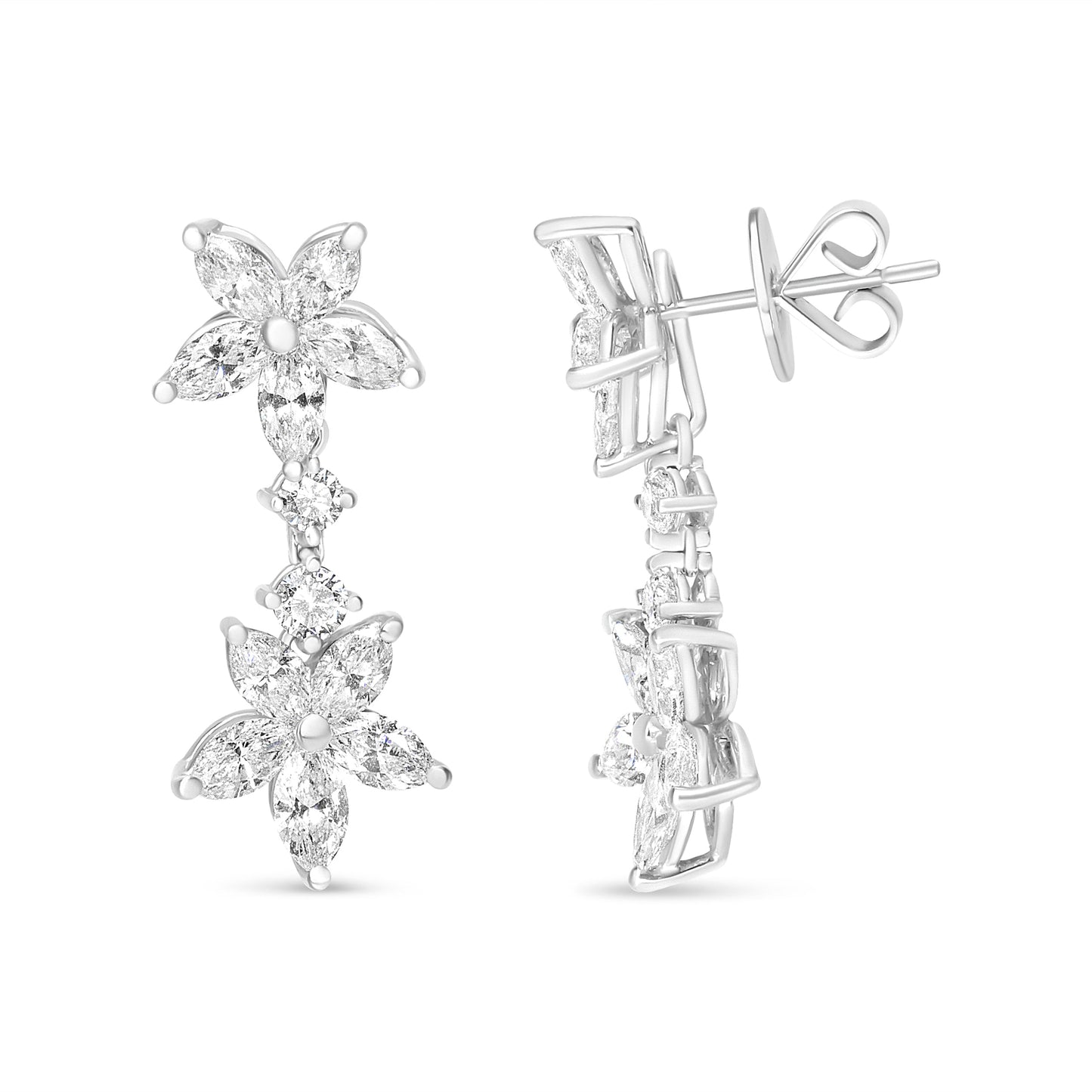 18k White Gold 6.0 Cttw Marquise Diamond Floral Dangle Drop Earrings (E-F Color, VS1-VS2 Clarity) Bids.com