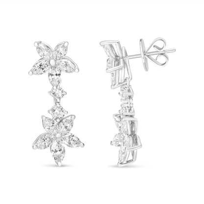 18k White Gold 6.0 Cttw Marquise Diamond Floral Dangle Drop Earrings (E-F Color, VS1-VS2 Clarity) Bids.com