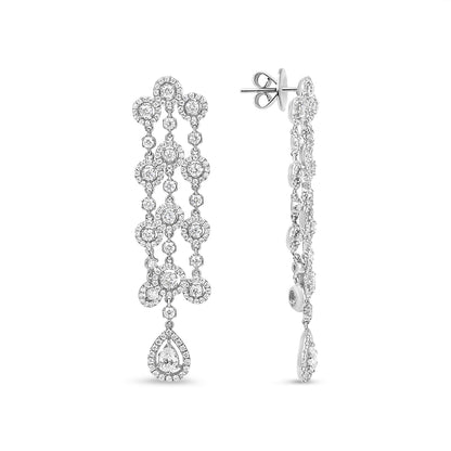 18K White Gold 4 3/4 Cttw Diamond Double Teardrop Waterfall Dangle Earrings (H-I Color, VS1-VS2 Clarity) Bids.com