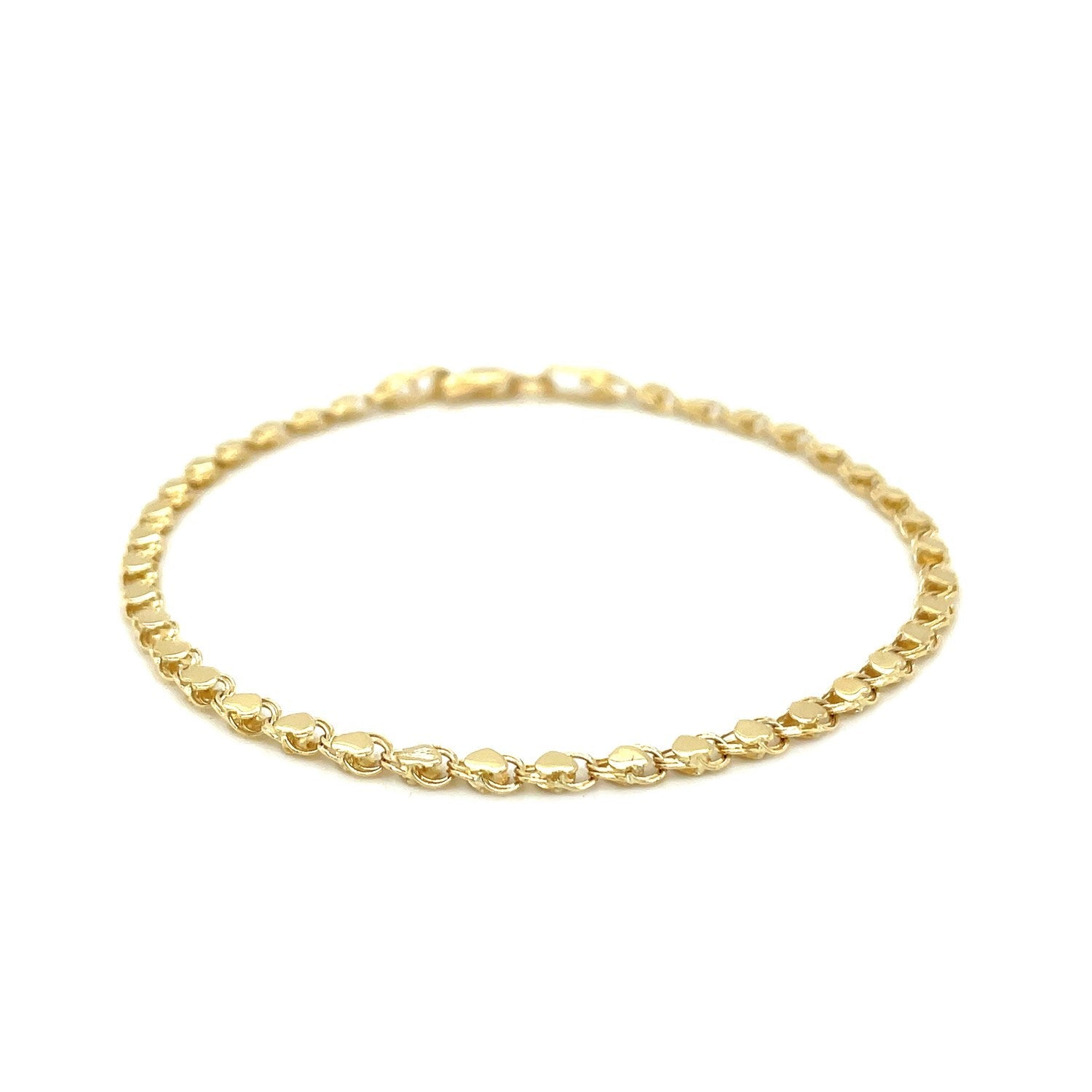 2.9mm 14k Yellow Gold Heart Bracelet Bids.com