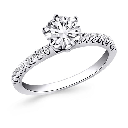 14k White Gold Engagement Ring with Fishtail Diamond Accents Bids.com