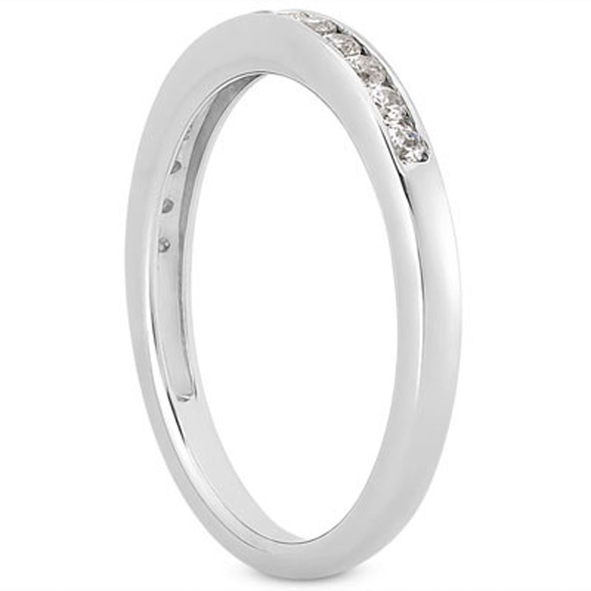14k White Gold Channel Set Diamond Wedding Ring Band Set 1/3 Around Bids.com
