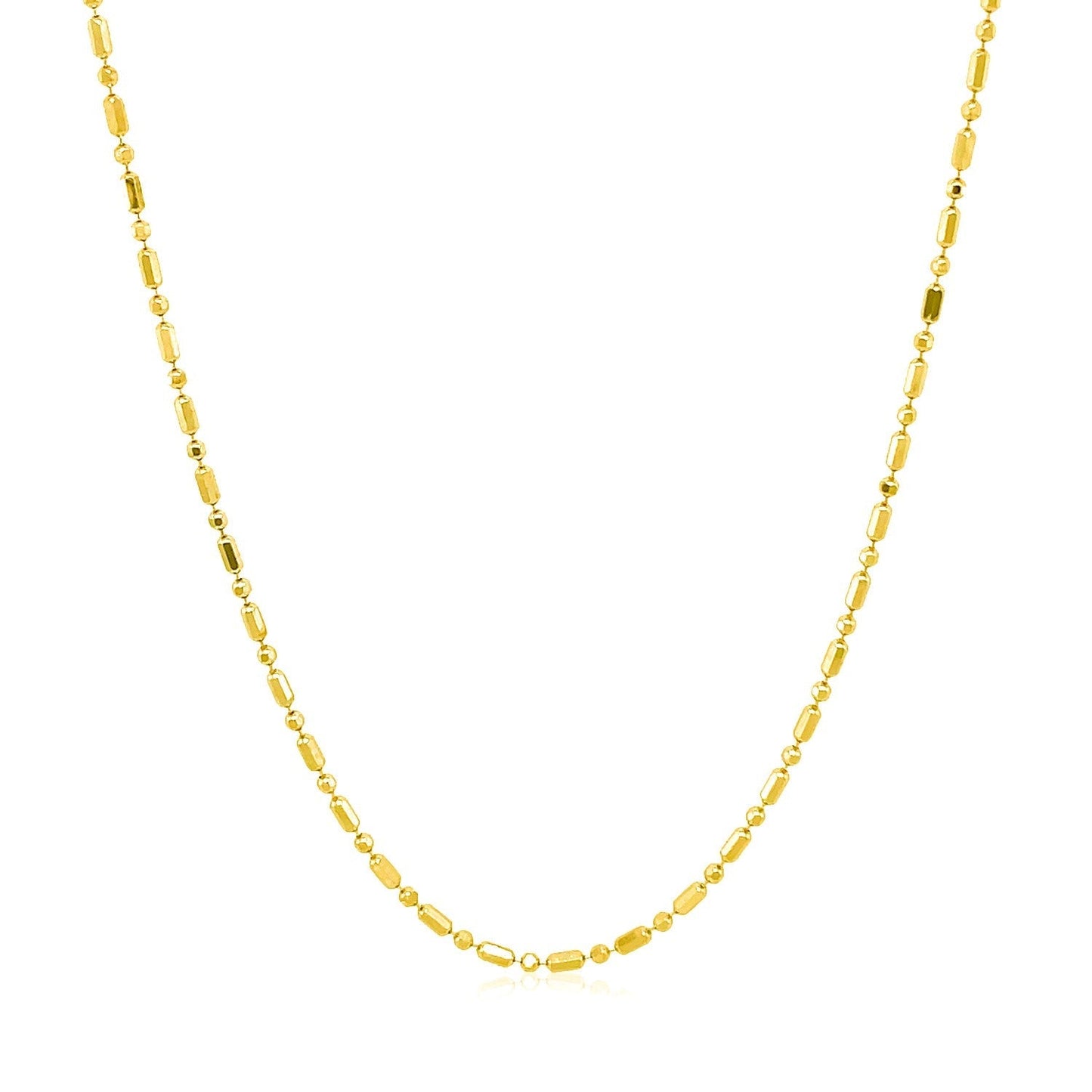 14k Yellow Gold Diamond-Cut Alternating Bead Chain 1.2mm Bids.com