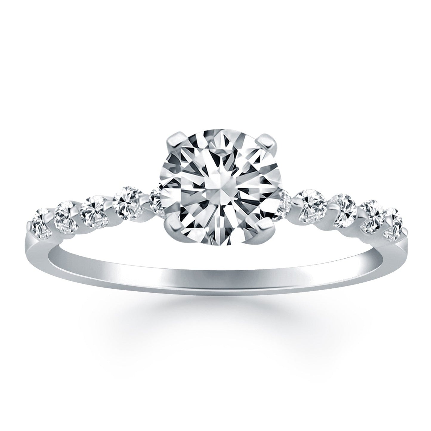 14k White Gold Diamond Engagement Ring with Shared Prong Diamond Accents Bids.com