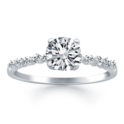 14k White Gold Diamond Engagement Ring with Shared Prong Diamond Accents Bids.com
