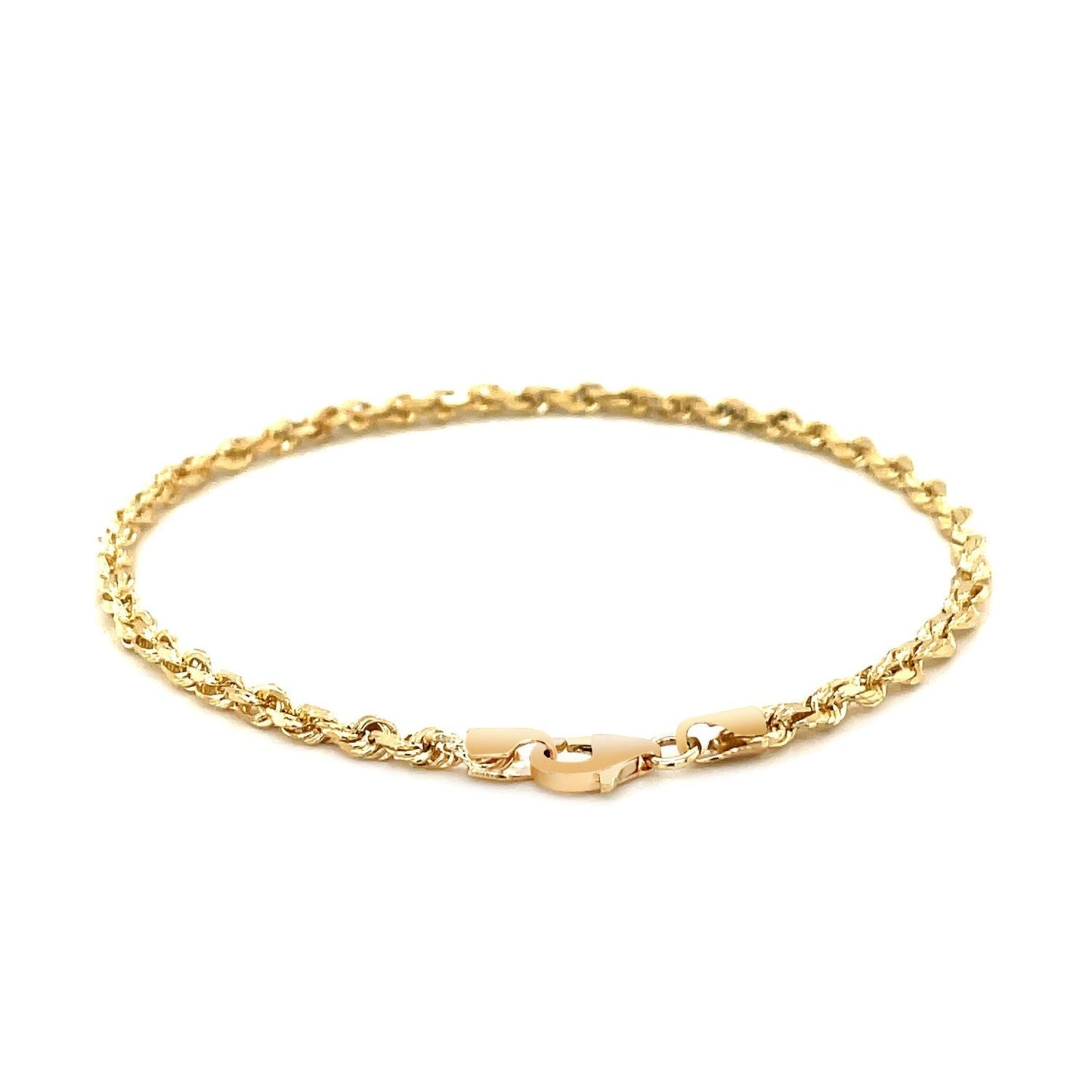 3.0mm 14k Yellow Gold Solid Diamond Cut Rope Bracelet Bids.com