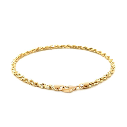 3.0mm 14k Yellow Gold Solid Diamond Cut Rope Bracelet Bids.com