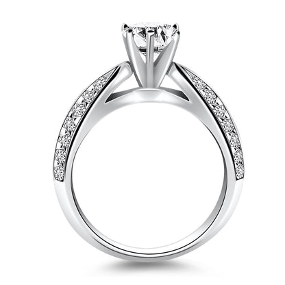 14k White Gold Cathedral Double Row Pave Diamond Engagement Ring Bids.com