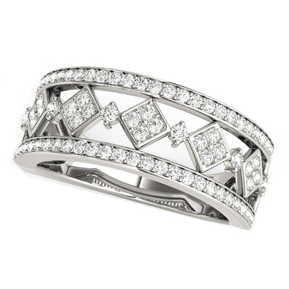 Diamond Studded Square Motif Ring in 14k White Gold (1/2 cttw) Bids.com