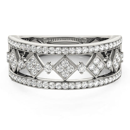 Diamond Studded Square Motif Ring in 14k White Gold (1/2 cttw) Bids.com