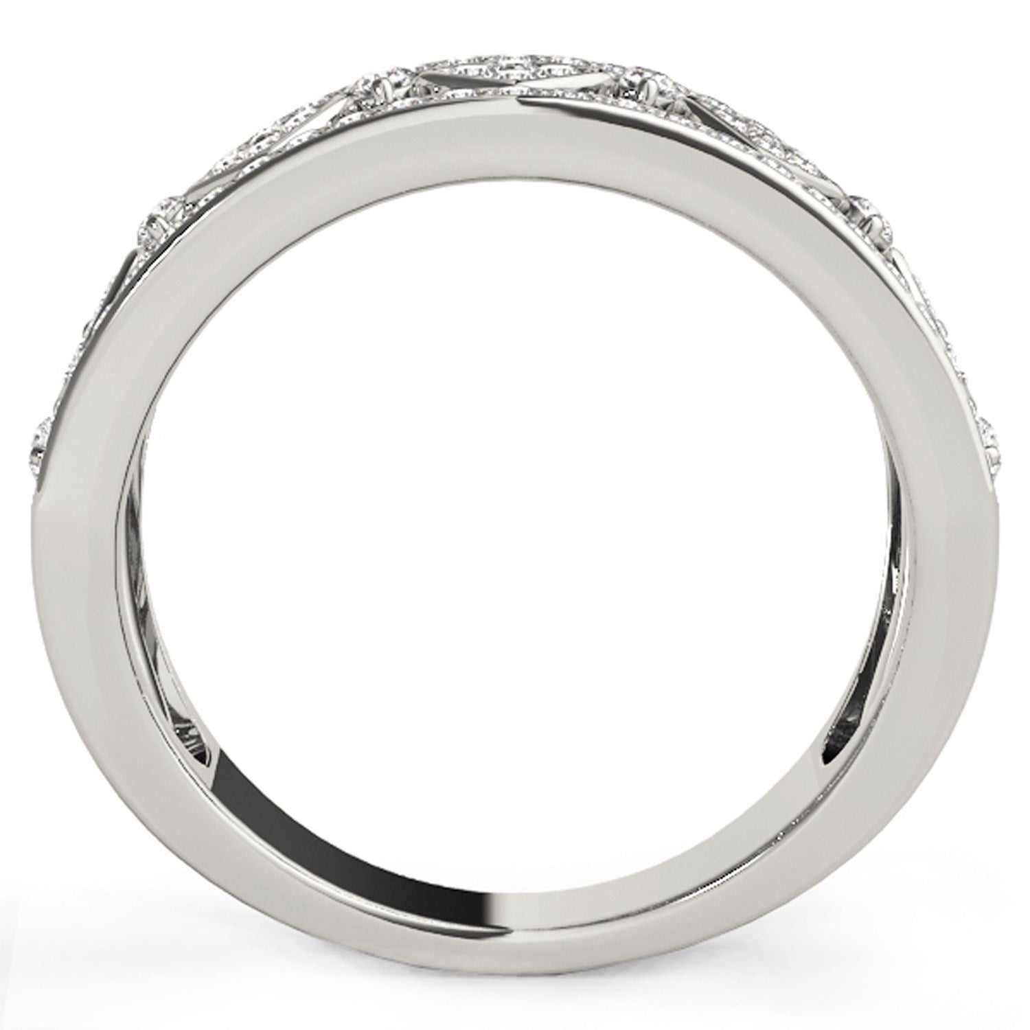 Diamond Studded Square Motif Ring in 14k White Gold (1/2 cttw) Bids.com