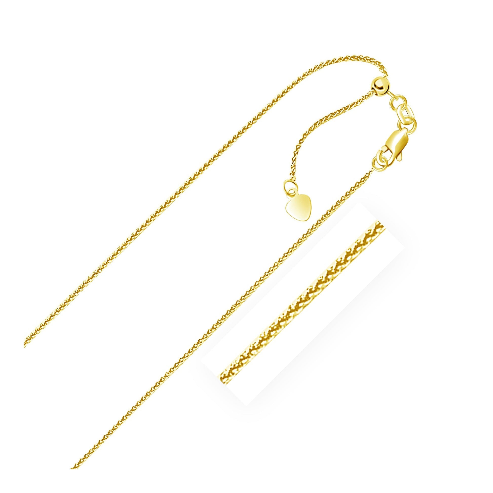 14k Yellow Gold Adjustable Wheat Chain 1.0mm Bids.com