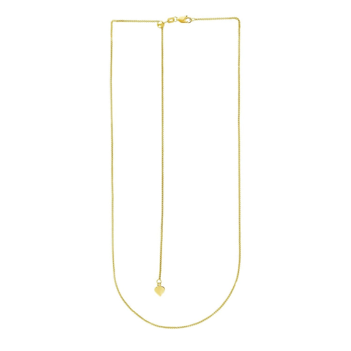 14k Yellow Gold Adjustable Wheat Chain 1.0mm Bids.com
