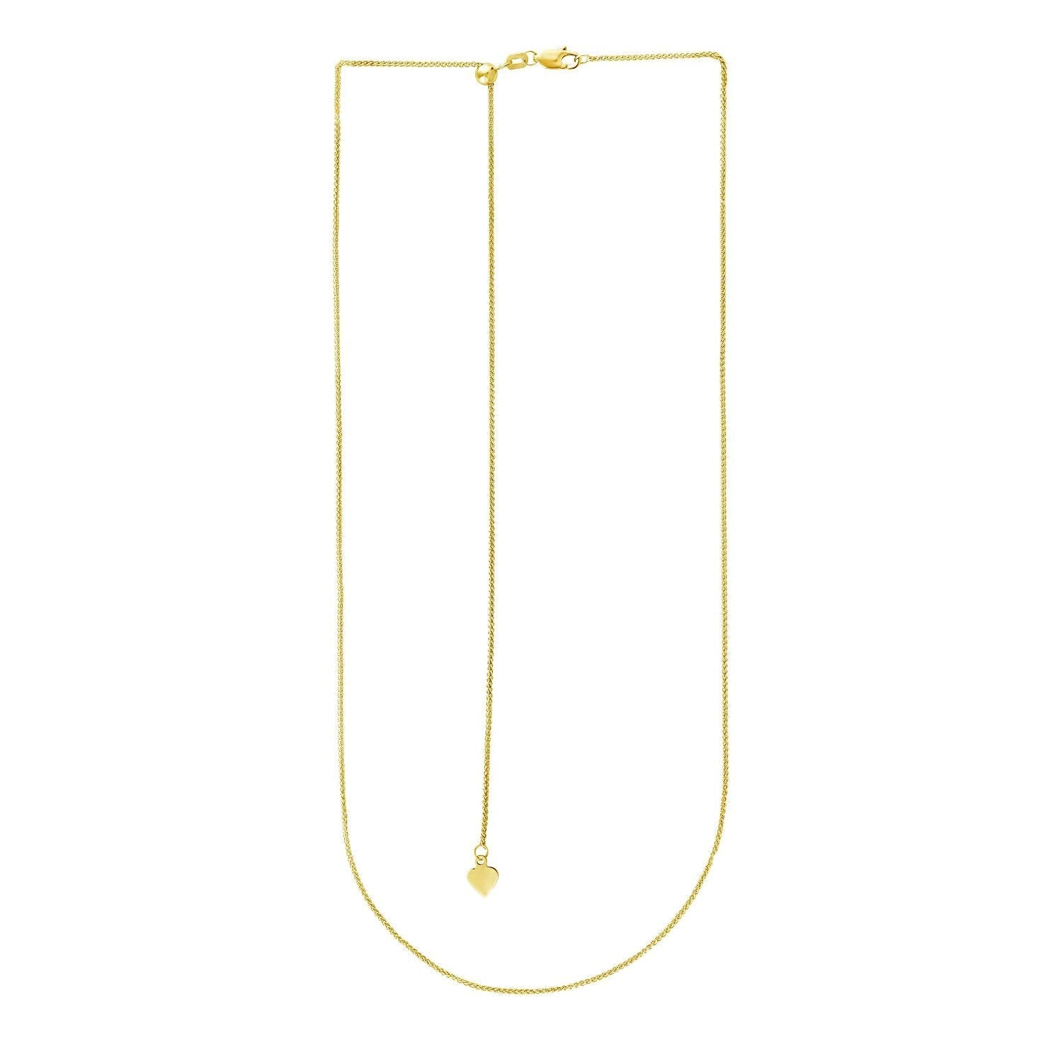 14k Yellow Gold Adjustable Wheat Chain 1.0mm Bids.com