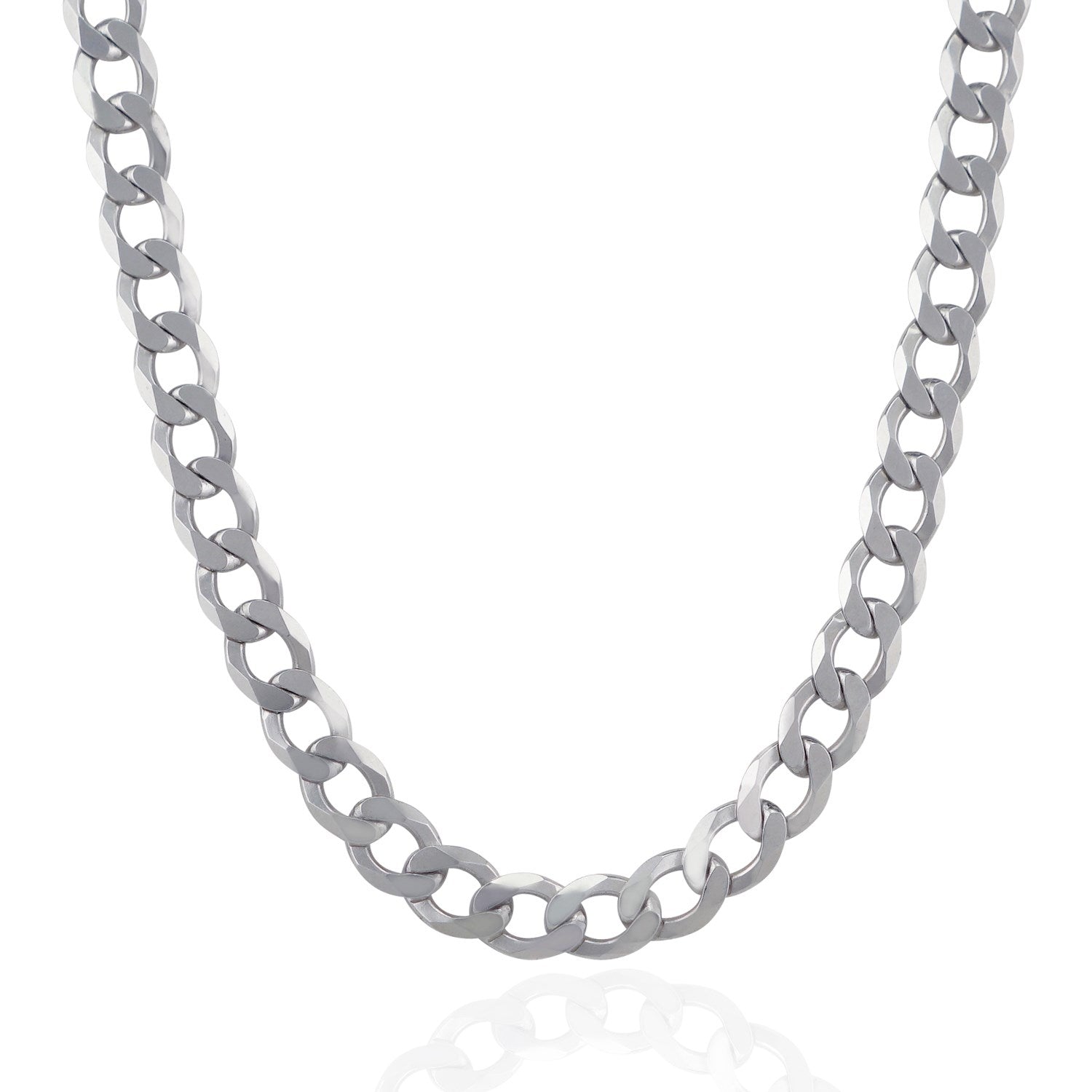 Rhodium Plated 8.4mm Sterling Silver Curb Style Chain Bids.com