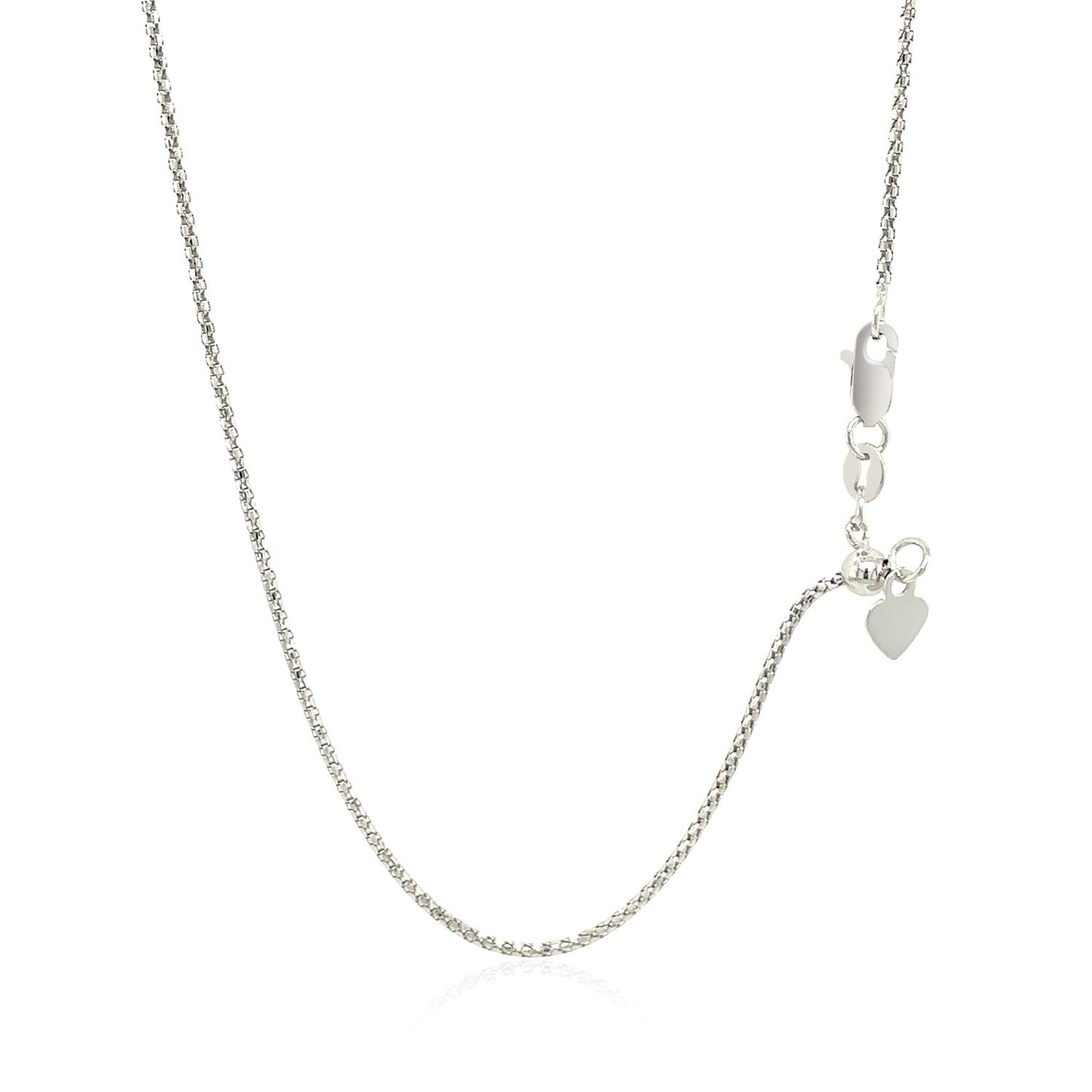 14k White Gold Adjustable Popcorn Chain 1.3mm Bids.com