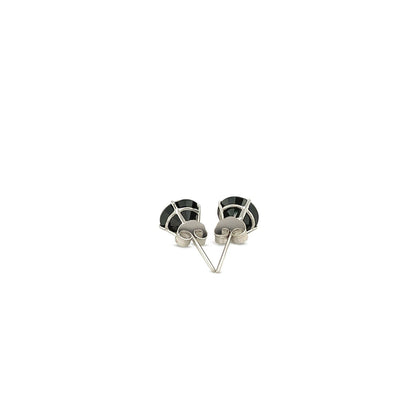 14k White Gold Stud Earrings with Black Faceted Cubic Zirconia(6mm) Bids.com