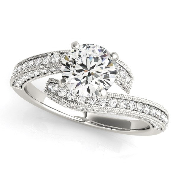 14k White Gold Round Diamond Bypass Style Engagement Ring (1 1/2 cttw) Bids.com