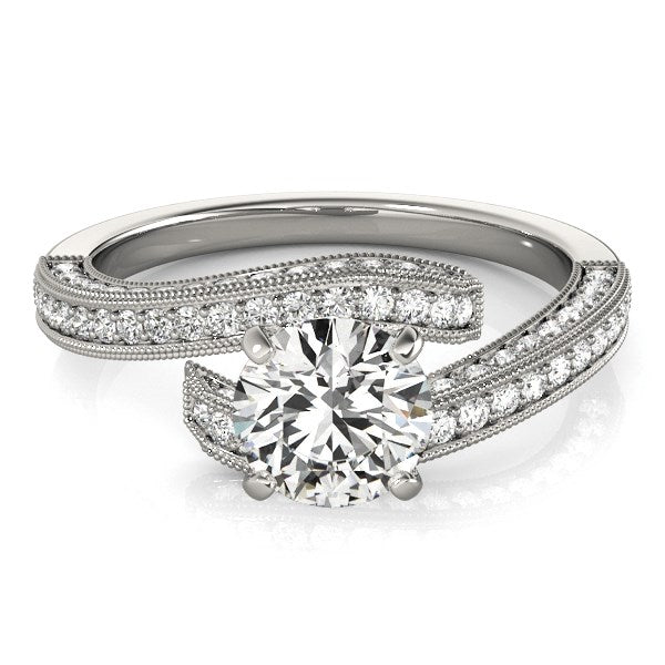 14k White Gold Round Diamond Bypass Style Engagement Ring (1 1/2 cttw) Bids.com