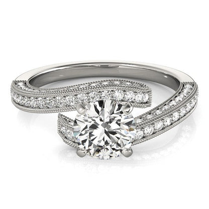 14k White Gold Round Diamond Bypass Style Engagement Ring (1 1/2 cttw) Bids.com