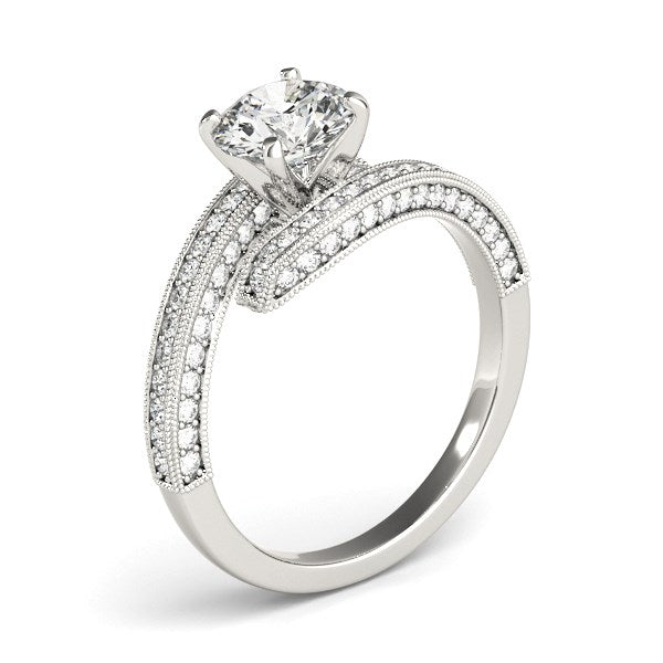 14k White Gold Round Diamond Bypass Style Engagement Ring (1 1/2 cttw) Bids.com
