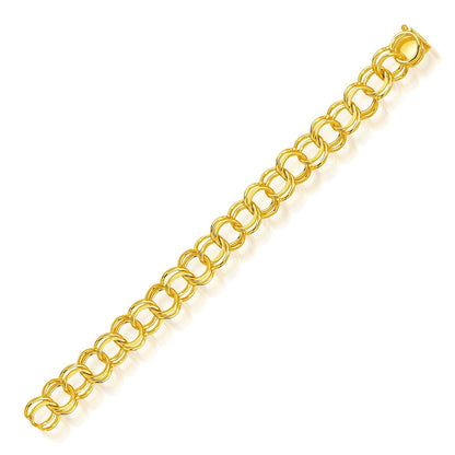 14k Yellow Gold Solid Double Link Charm Bracelet 10.0mm Bids.com