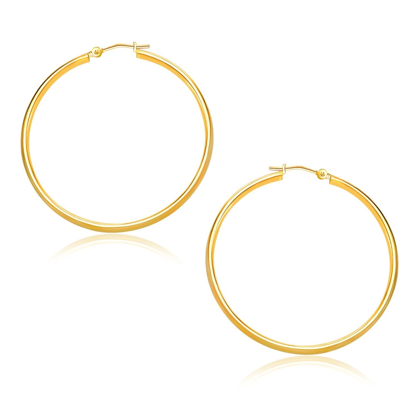 14k Yellow Gold Polished Hoop Earrings (30mm) Bids.com