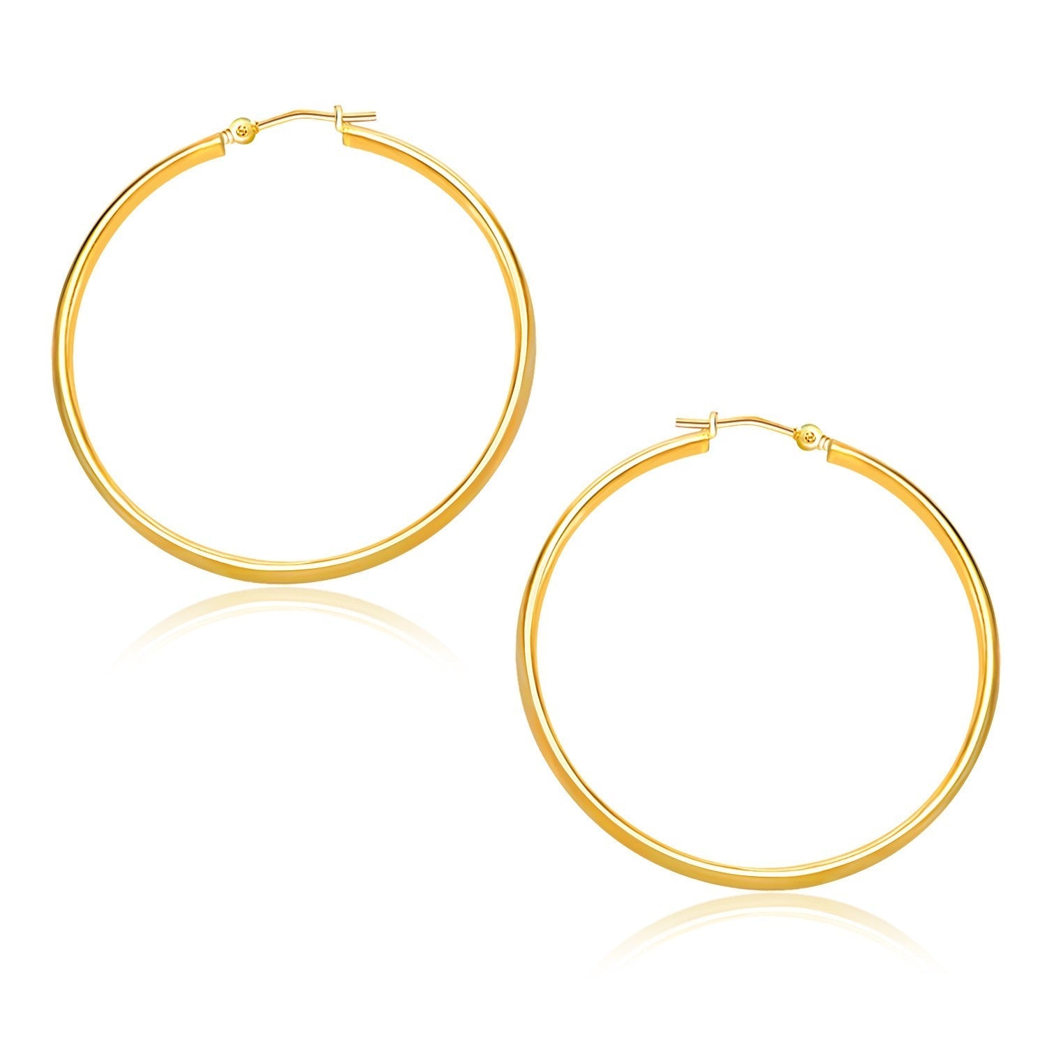 14k Yellow Gold Polished Hoop Earrings (30mm) Bids.com
