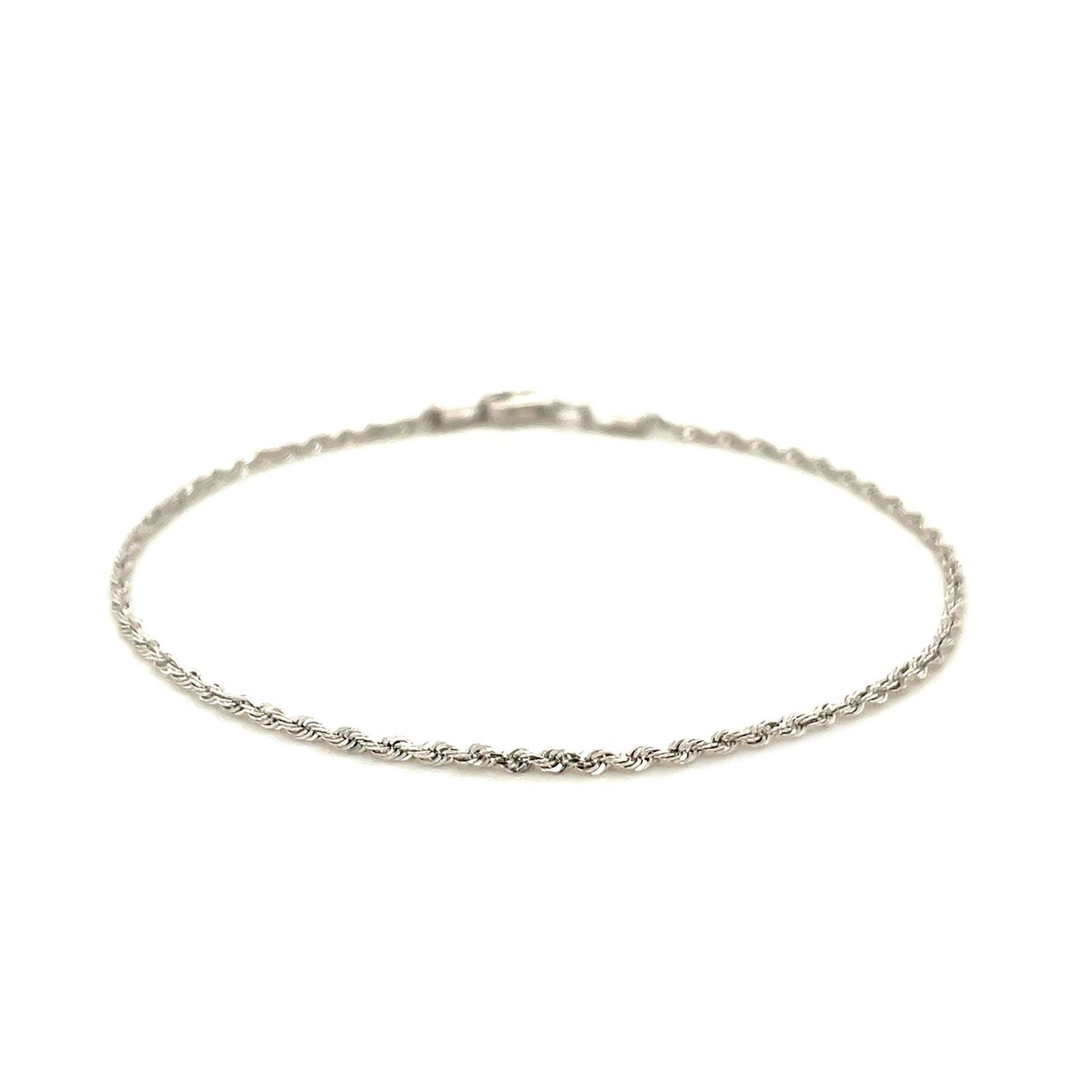 14k White Gold Solid Diamond Cut Rope Bracelet 1.5mm Bids.com