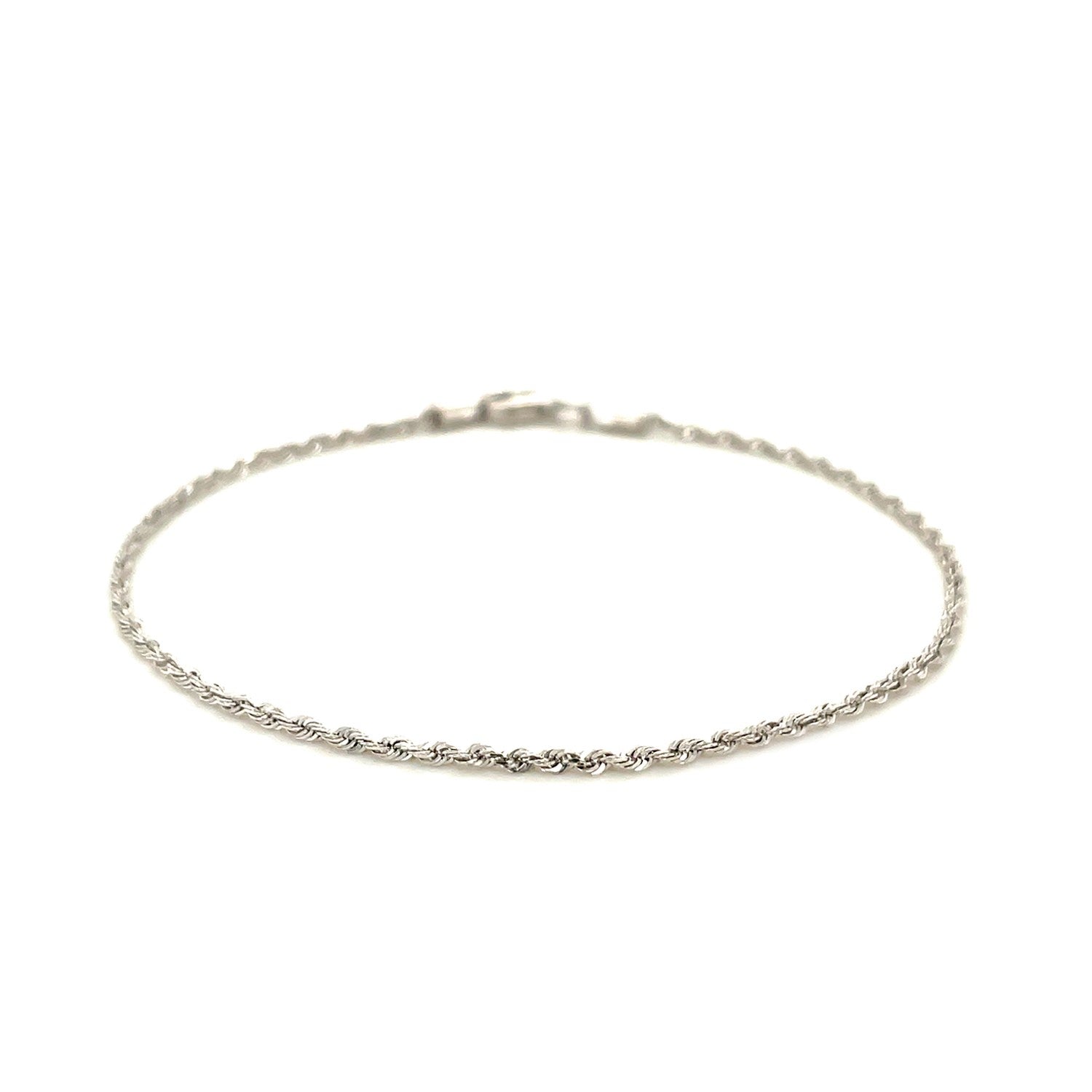 14k White Gold Solid Diamond Cut Rope Bracelet 1.5mm Bids.com