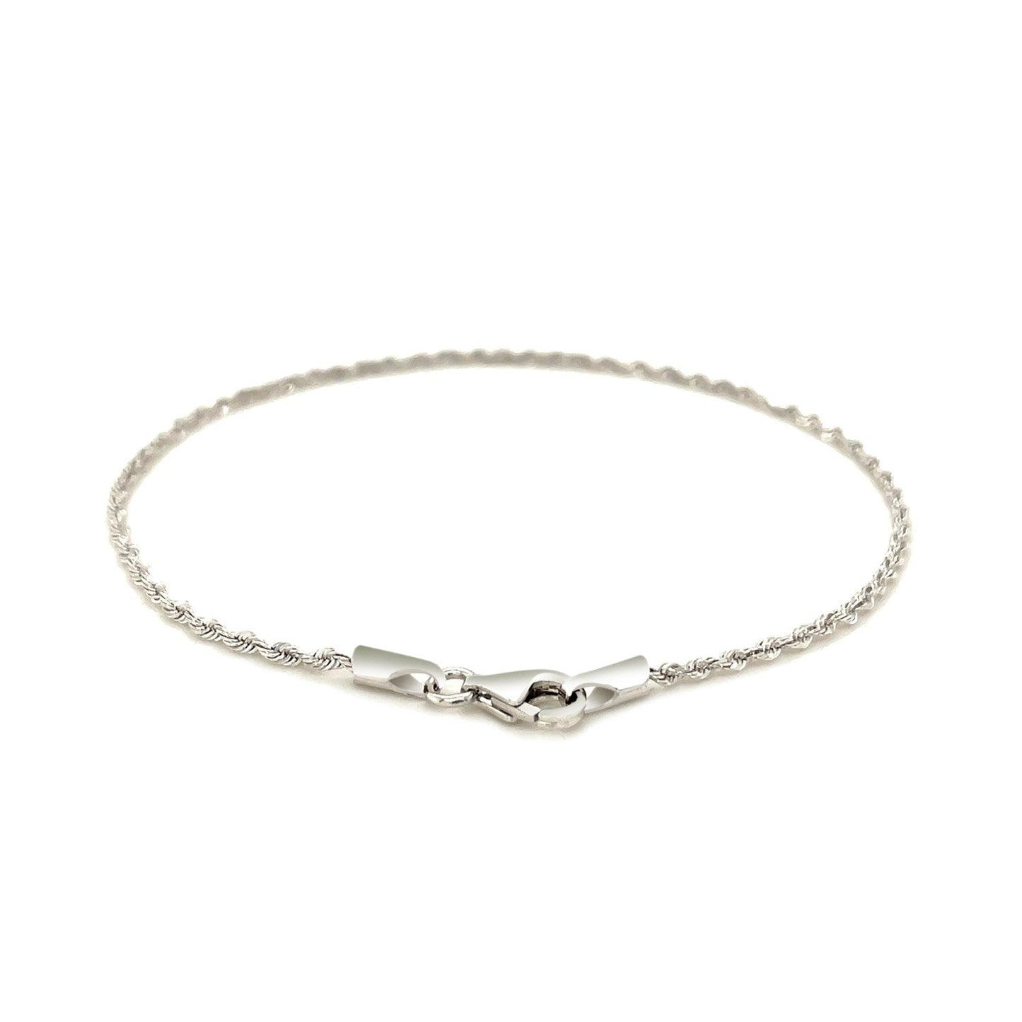 14k White Gold Solid Diamond Cut Rope Bracelet 1.5mm Bids.com