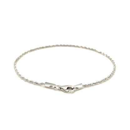 14k White Gold Solid Diamond Cut Rope Bracelet 1.5mm Bids.com