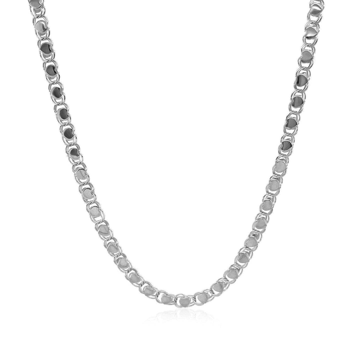 2.9mm 14k White Gold Heart Chain Bids.com