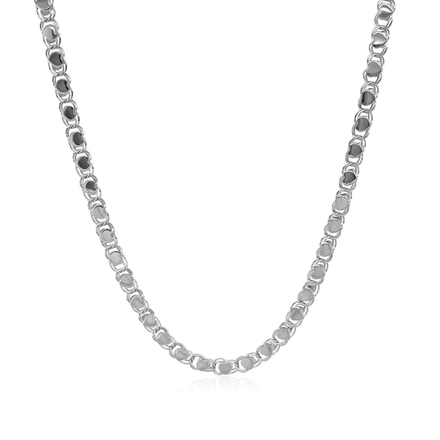 2.9mm 14k White Gold Heart Chain Bids.com