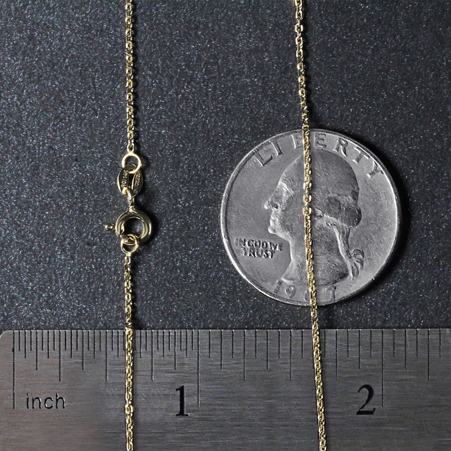 14k Yellow Gold Diamond Cut Cable Link Chain 1.1mm Bids.com