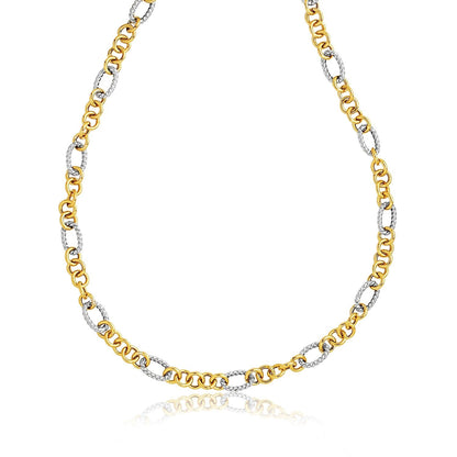 14k Two-Tone Round and Cable Style Link Necklace Bids.com
