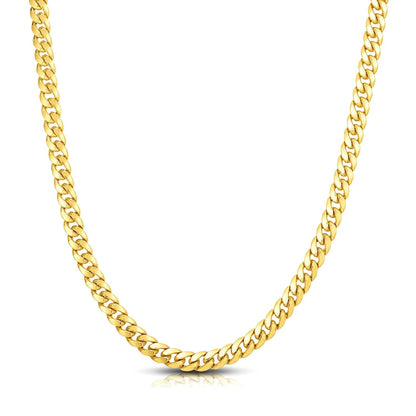 7.0mm 14k Yellow Gold Classic Miami Cuban Solid Chain Bids.com